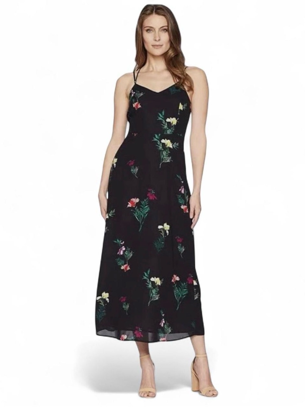 Vince Camuto Black Maxi Dress with Multicolor Floral Print